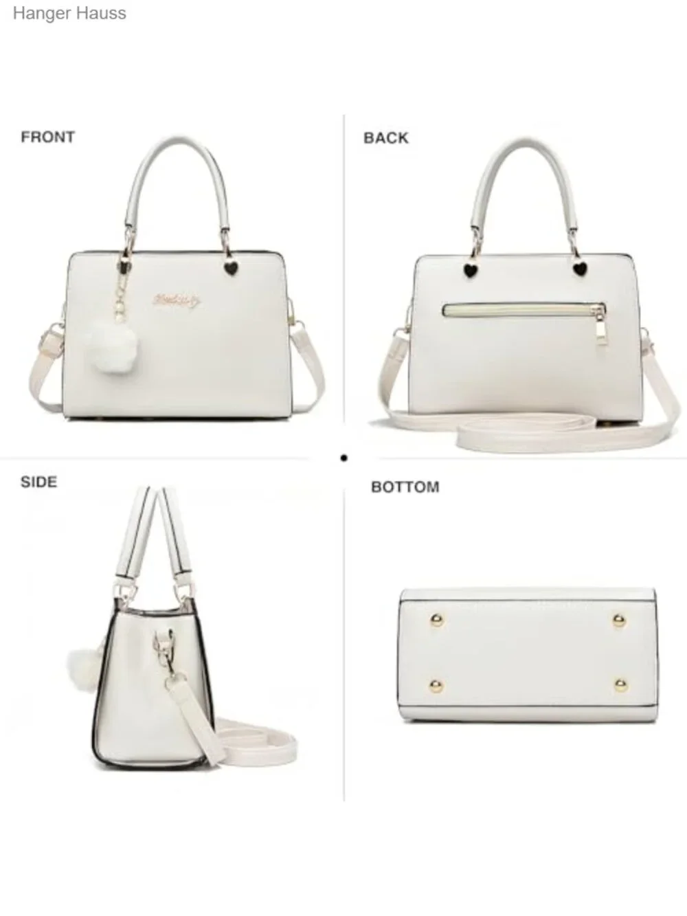 PU Leather Small Crossbody Satchel Shoulder Bag with Plush Ball Pendant